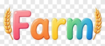 Colorful Farm Text With Wheat PNG