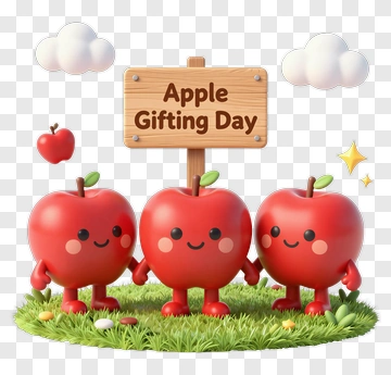 Cartoon Apples Celebrating Apple Gifting Day PNG