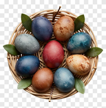 Colorful Easter Eggs In A Basket PNG