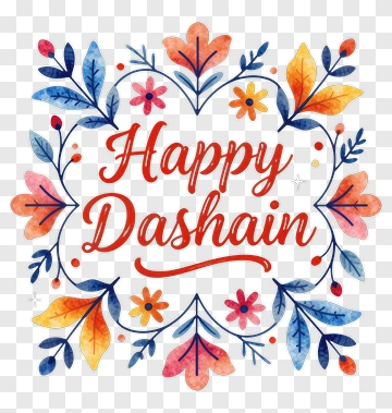 Happy Dashain Floral Greeting Card PNG