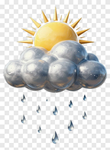 Sunny Cloud With Raindrops PNG