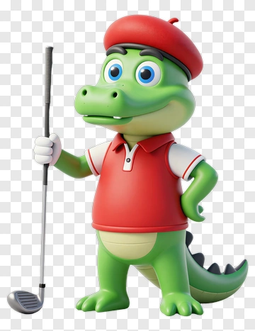 Cartoon Alligator Holding A Golf Club PNG