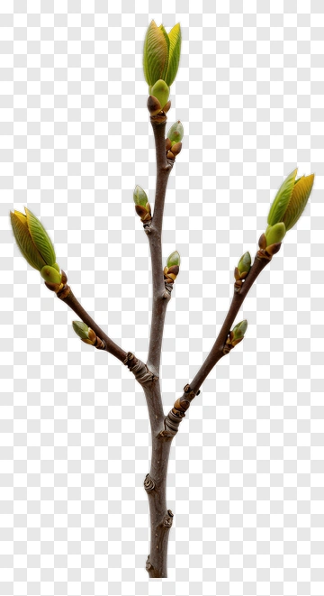 Tree Branch With Fresh Green Leaves PNG
