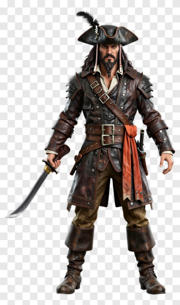 Pirate Character Holding A Sword PNG