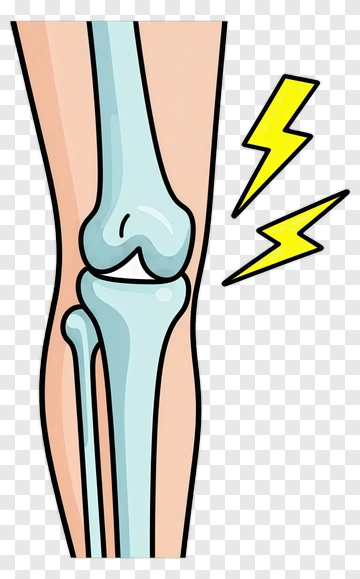 Cartoon Knee With Pain Symbol PNG