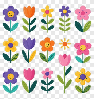 Colorful Flower Collection PNG