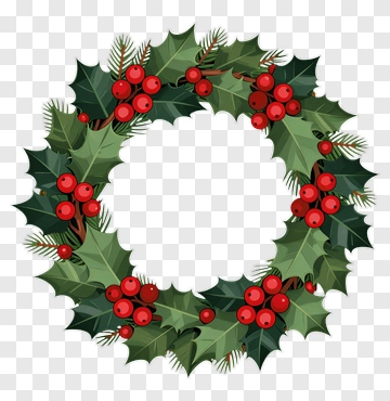 Holly Wreath With Red Berries PNG
