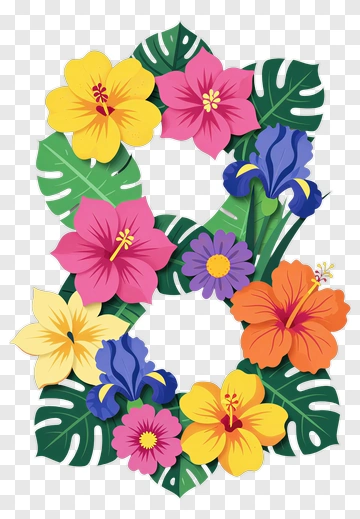 Colorful Floral Number Eight PNG