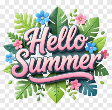 Hello Summer Floral Design PNG
