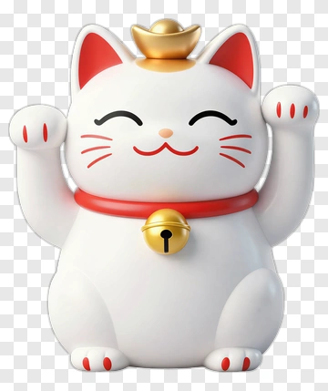 Cartoon Maneki Neko Cat Figurine PNG