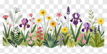 Colorful Flower Garden PNG