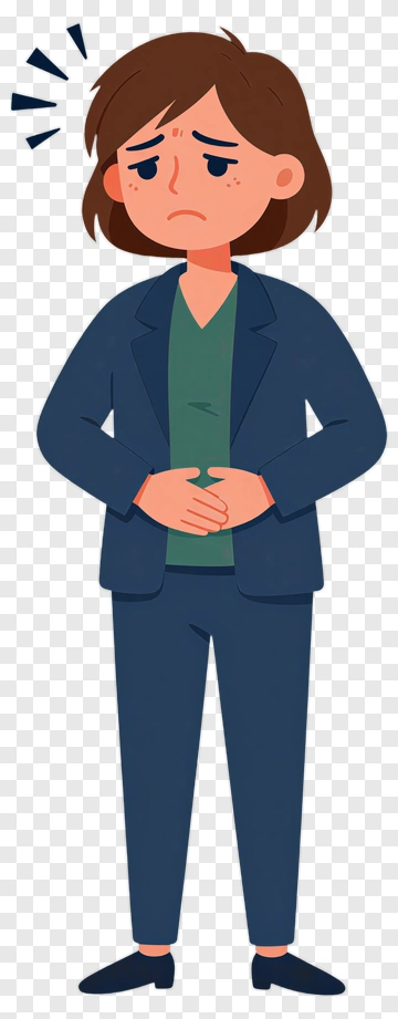 Worried Person Holding Their Stomach PNG