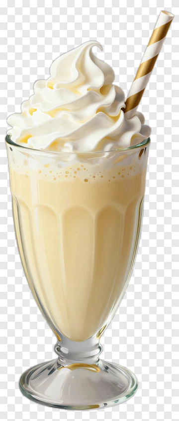 Milkshake In A Glass With Whipped Cream And Straw PNG
