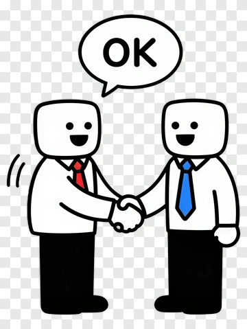 Cartoon Businessmen Shaking Hands With Ok Gesture PNG