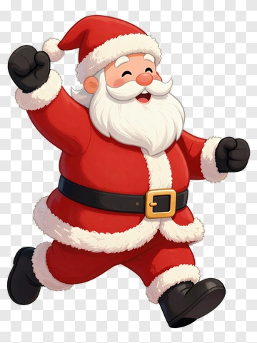 Cartoon Santa Claus Laughing And Running PNG