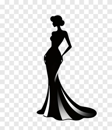 Elegant Silhouette Of A Woman In A Long Dress PNG