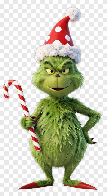 Christmas Grinch Holding A Candy Cane PNG