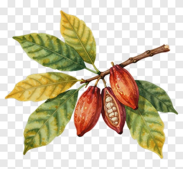 Cocoa Pod With Leaves PNG