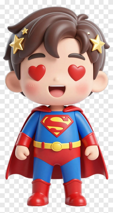 Cute Cartoon Superhero With Heart Eyes PNG