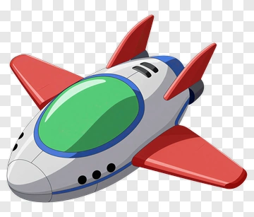 Cartoon Airplane With Red Wings PNG