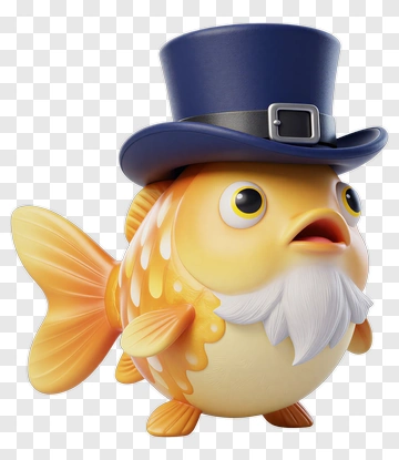 Cartoon Goldfish Wearing A Top Hat PNG
