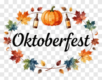 Oktoberfest Celebration With Pumpkin And Autumn Leaves PNG