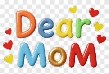 Dear Mom Text With Colorful Hearts PNG