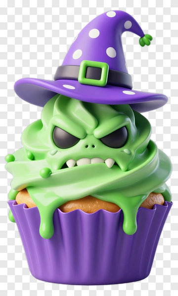 Halloween Cupcake With Witch Hat PNG