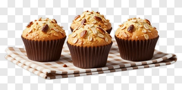 Fresh Muffins On A Checkered Cloth PNG