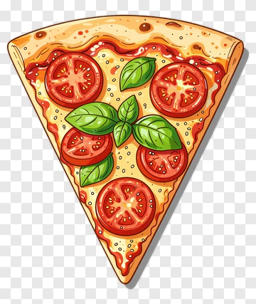 Pizza Slice With Tomatoes And Basil PNG