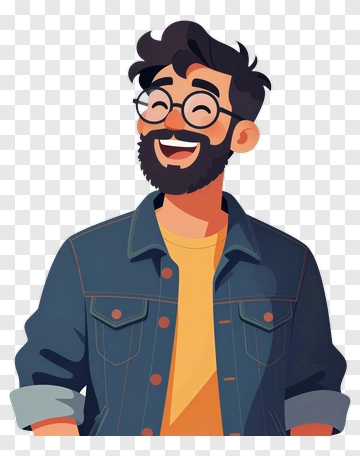 Cartoon Man Smiling With Glasses PNG