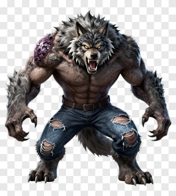 Werewolf Character In Torn Jeans PNG