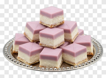 Layered Cake Slices On A Silver Platter PNG