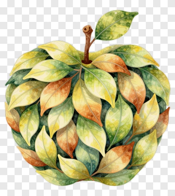 Colorful Apple Made Of Leaves PNG