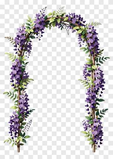 Floral Arch With Purple Flowers PNG