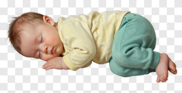 Sleeping Baby In Yellow And Green Pajamas PNG