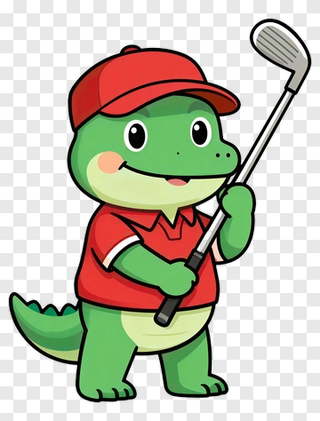 Cartoon Dinosaur Holding A Golf Club PNG