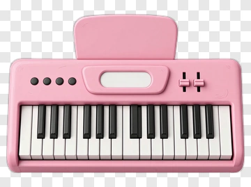 Pink Toy Keyboard With Black Keys PNG