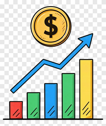 Growth Chart With Dollar Coin PNG