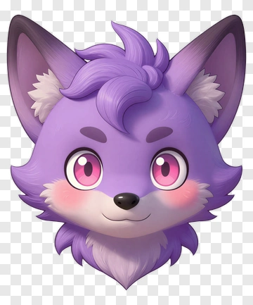 Cartoon Purple Fox Character PNG