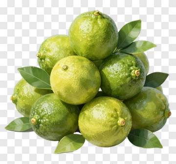 Fresh Green Limes With Leaves PNG