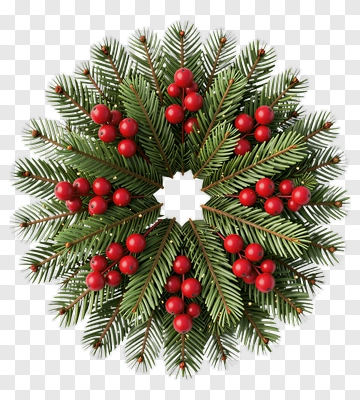 Christmas Wreath With Red Berries PNG