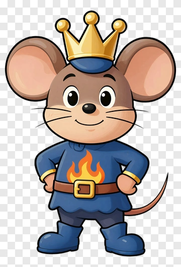 Cartoon Mouse King Character PNG