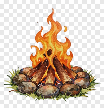 Campfire With Flames And Stones PNG