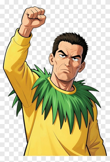 Cartoon Man Raising Fist In Determination PNG