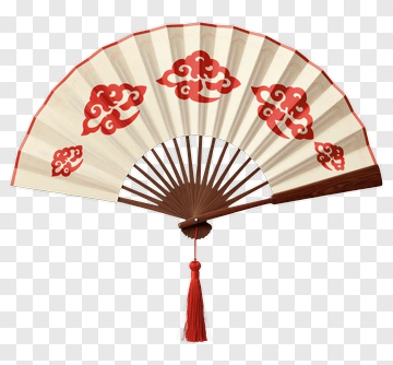Decorative Chinese Fan With Cloud Patterns PNG