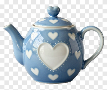 Blue Teapot With Heart Design PNG