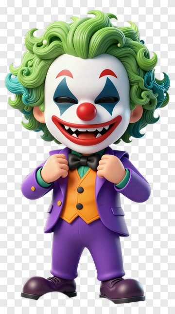 Cartoon Clown Smiling With Green Hair PNG