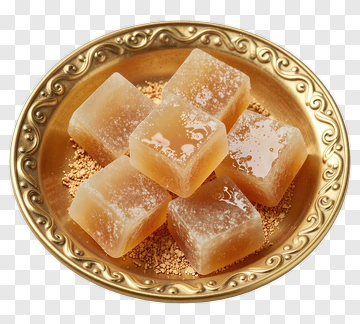 Plate Of Brown Sugar Cubes PNG