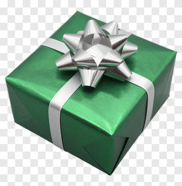 Green Gift Box With Silver Bow PNG